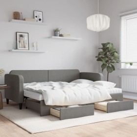 Trundle sofa bed with drawers dark gray fabric 80x200 cm by vidaXL, Beds and slatted bases - Ref: Foro24-3196866, Price: 455,...