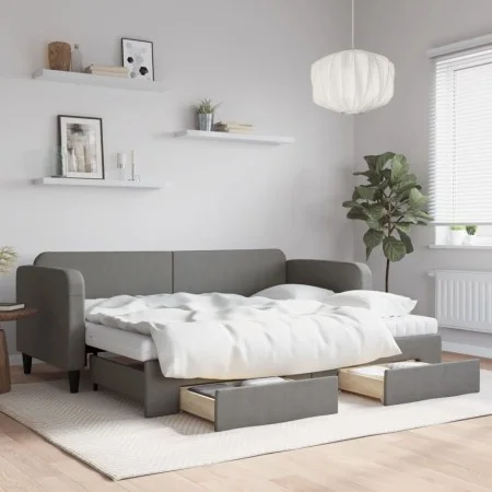 Trundle sofa bed with drawers dark gray fabric 80x200 cm by vidaXL, Beds and slatted bases - Ref: Foro24-3196866, Price: 457,...