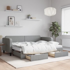 Sofá cama nido con cajones tela gris claro 80x200 cm de vidaXL, Camas y somieres - Ref: Foro24-3196865, Precio: 452,01 €, Des...