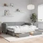Ausziehbares Schlafsofa mit Schubladen aus hellgrauem Stoff, 80 x 200 cm von vidaXL, Betten und Lattenroste - Ref: Foro24-319...