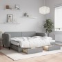 Trundle sofa bed with drawers light gray fabric 80x200 cm by vidaXL, Beds and slatted bases - Ref: Foro24-3196865, Price: 453...