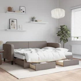 Trundle sofa bed with drawers taupe gray fabric 80x200 cm by vidaXL, Beds and slatted bases - Ref: Foro24-3196868, Price: 453...