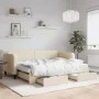 Sofá cama nido con cajones tela color crema 80x200 cm de vidaXL, Camas y somieres - Ref: Foro24-3196869, Precio: 449,35 €, De...