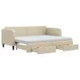 Trundle sofa bed with drawers cream fabric 80x200 cm by vidaXL, Beds and slatted bases - Ref: Foro24-3196869, Price: 448,17 €...