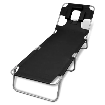 Klappbare Sonnenliege aus Stahl mit schwarzem Kopfkissen aus Stahl von vidaXL, Liegen - Ref: Foro24-41482, Preis: 72,96 €, Ra...