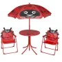Set mesa y sillas de jardín infantil 3 pzas con sombrilla rojo de vidaXL, Conjuntos de jardín - Ref: Foro24-41842, Precio: 78...