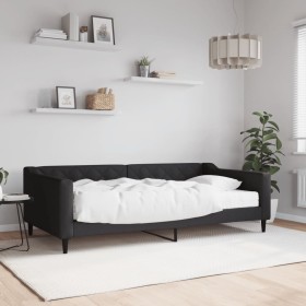 Sofá cama con colchón tela negro 100x200 cm