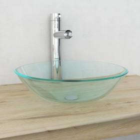 Waschbecken aus transparentem gehärtetem Glas, 42 cm. von vidaXL, Sinkt - Ref: Foro24-142229, Preis: 50,84 €, Rabatt: %