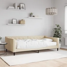 Sofa bed with cream fabric mattress 100x200 cm by vidaXL, Beds and slatted bases - Ref: Foro24-3197417, Price: 374,30 €, Disc...