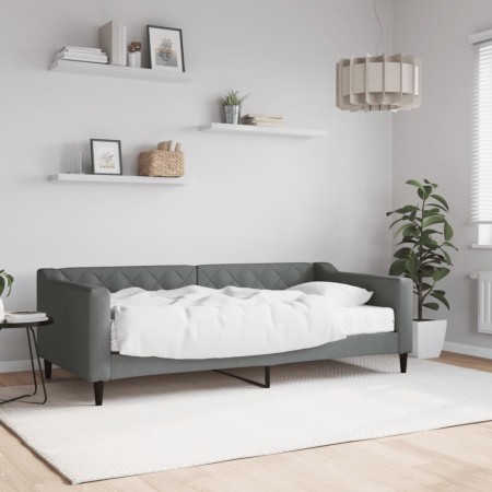 Sofa bed with dark gray fabric mattress 90x190 cm by vidaXL, Beds and slatted bases - Ref: Foro24-3197419, Price: 319,04 €, D...