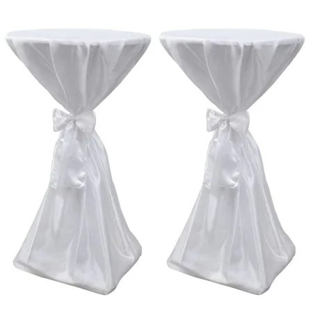 2 manteles blancos de 70 cm con lazo de vidaXL, Fundas - Ref: Foro24-241188, Precio: 26,91 €, Descuento: %