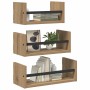 Conjunto de estantes de pared 3 pcs Roble artesanal 40x16x14cm