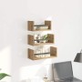 Conjunto de estantes de pared 3 pcs Roble artesanal 40x16x14cm