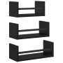 Conjunto de estantes de pared 3 pcs Roble Negro 40x16x14cm