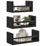 Conjunto de estantes de pared 3 pcs Roble Negro 40x16x14cm