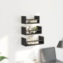 Conjunto de estantes de pared 3 pcs Roble Negro 40x16x14cm