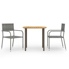 3 Stück synthetisches Rattan grau Garten Esszimmer Set von vidaXL, Gartensets - Ref: Foro24-3072488, Preis: 183,41 €, Rabatt: %
