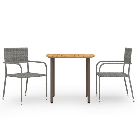 3 Stück synthetisches Rattan grau Garten Esszimmer Set von vidaXL, Gartensets - Ref: Foro24-3072488, Preis: 194,70 €, Rabatt: %