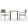 3 Stück synthetisches Rattan grau Garten Esszimmer Set von vidaXL, Gartensets - Ref: Foro24-3072488, Preis: 194,70 €, Rabatt: %