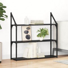 Estante de pared con estante Roble Negro 80 x 21 x 78,5 cm en Estantes y estanterías | Comprar online en Foro24