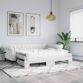 Sofá cama nido con colchón cuero sintético blanco 90x200 cm