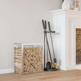 Estante para leña acero inoxidable 50x28x56 cm de vidaXL, Bolsas y soportes de leña - Ref: Foro24-357859, Precio: 27,15 €, De...