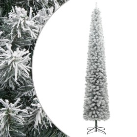 Árbol Navidad estrecho con soporte y nieve artificial PVC 300cm