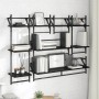 Conjunto de estantes de pared con estante 6 pcs Roble Negro