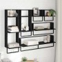 Conjunto de estantes de pared con estante 6 pcs Roble Negro