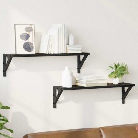 Estanterías de pared 2 pcs Roble Negro 60 x 15 x 15,5 cm en Estantes y estanterías | Comprar online en Foro24
