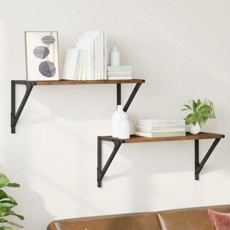Estanterías de pared 2 pcs Madera Vieja 60 x 25 x 25,5 cm