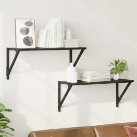 Estanterías de pared 2 pcs Roble Negro 60 x 25 x 25,5 cm