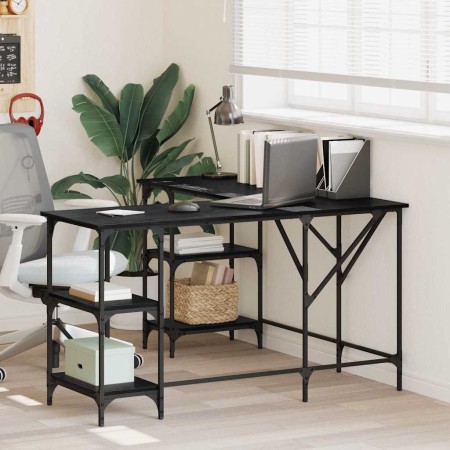 Escritorio Roble Negro 139 x 139 x 75 cm Madera contrachapada