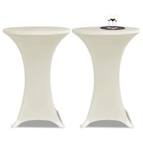 2 Manteles color crema ajustados para mesa de pie - 70 cm