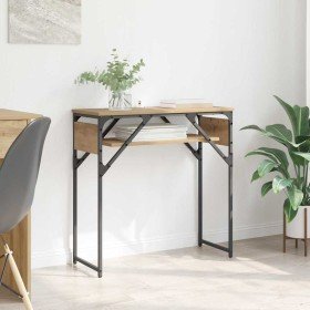 MesaConsola Roble artesanal 75x30x75cm Madera de ingeniería en Mesitas de noche | Comprar online en Foro24