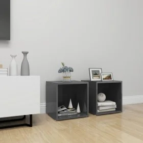 Muebles TV 2 uds madera contrachapada gris brillo 37x35x37 cm de vidaXL, Muebles TV - Ref: Foro24-805523, Precio: 25,97 €, De...