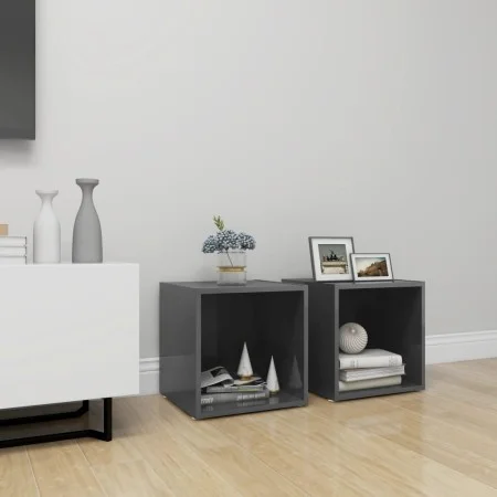 TV-Möbel 2 Einheiten glänzendes graues Sperrholz 37x35x37 cm von vidaXL, TV-Möbel - Ref: Foro24-805523, Preis: 25,97 €, Rabat...