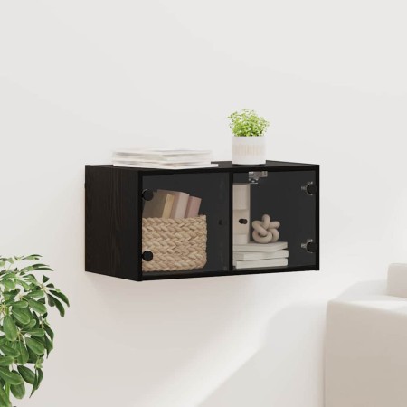 Mueble de pared Montaje en la pared Roble Negro 68 x 37 x 35 cm