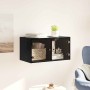 Mueble de pared Montaje en la pared Roble Negro 68 x 37 x 35 cm