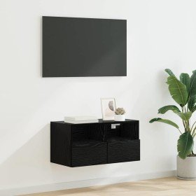 Mueble de TV Montado en la Pared Roble Negro 60 x 30 x 30 cm en Muebles TV | Comprar online en Foro24
