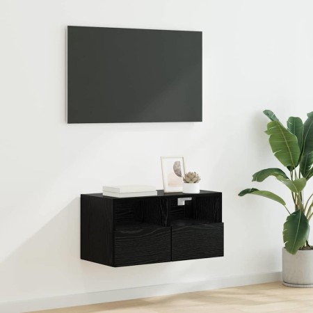 Mueble de TV Montado en la Pared Roble Negro 60 x 30 x 30 cm