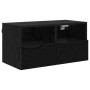Mueble de TV Montado en la Pared Roble Negro 60 x 30 x 30 cm