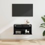 Mueble de TV Montado en la Pared Roble Negro 60 x 30 x 30 cm
