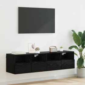 Gabinetes de pared para TV 2 pcs Roble Negro 60 x 30 x 30 cm