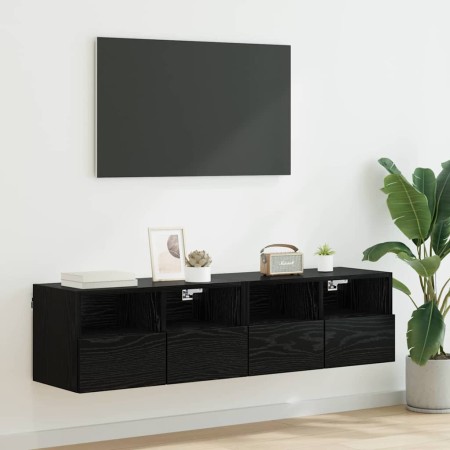 Gabinetes de pared para TV 2 pcs Roble Negro 60 x 30 x 30 cm