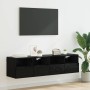 Gabinetes de pared para TV 2 pcs Roble Negro 60 x 30 x 30 cm