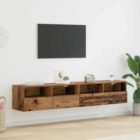 Gabinetes de pared para TV 2 pcs Madera Vieja 80 x 30 x 30 cm