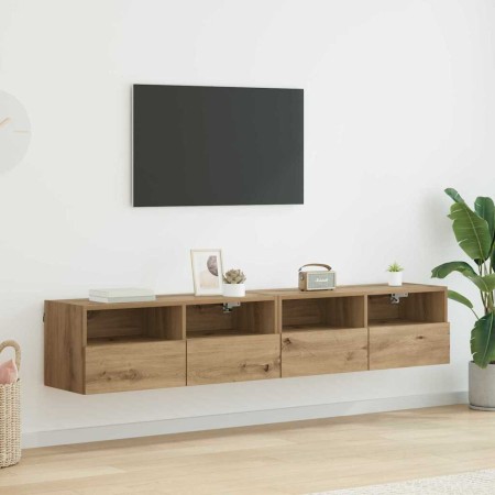 Gabinetes de pared para TV 2 pcs Roble artesanal