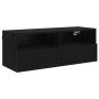 Mueble de TV Montado en la Pared Roble Negro 80 x 30 x 30 cm