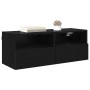 Mueble de TV Montado en la Pared Roble Negro 80 x 30 x 30 cm en Muebles TV | Comprar online en Foro24